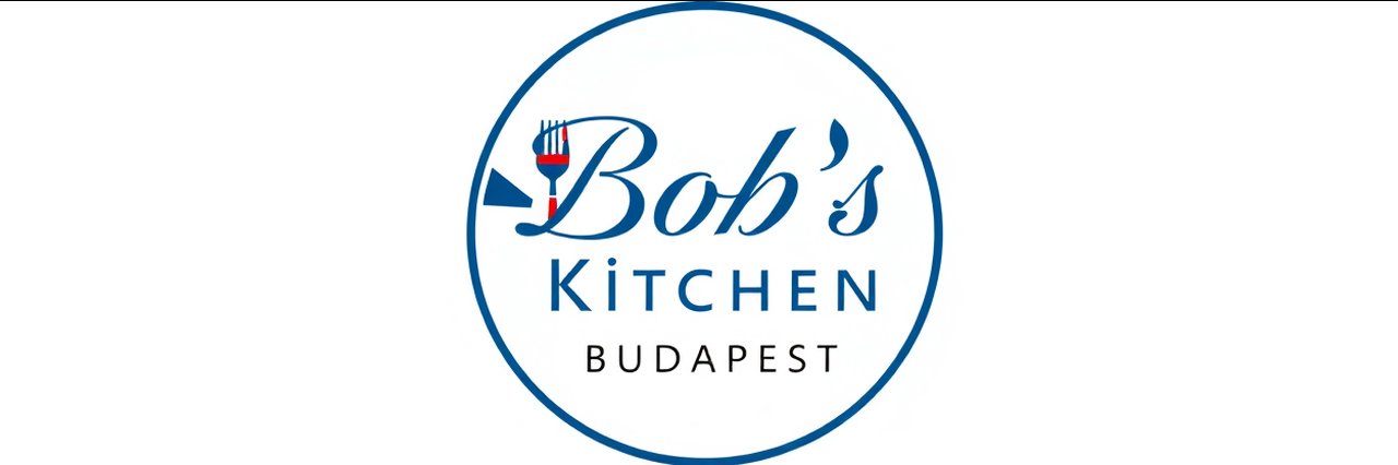 Bob’s Kitchen logo for best British restaurant in Budapest, minimalist design.